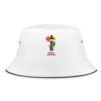 Happy Birthday - with flowers - Fire Brigade - Bucket Hat - white/navy - Front