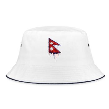 Nepal Flagge Tropfenkunst - Bucket Hat - Weiß/Navy - Vorne