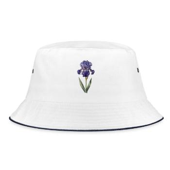 Purple iris on delicate stem - Bucket Hat - white/navy - Front