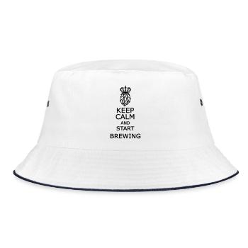 Bleib ruhig und fang an zu brauen - Bucket Hat - Weiß/Navy - Vorne