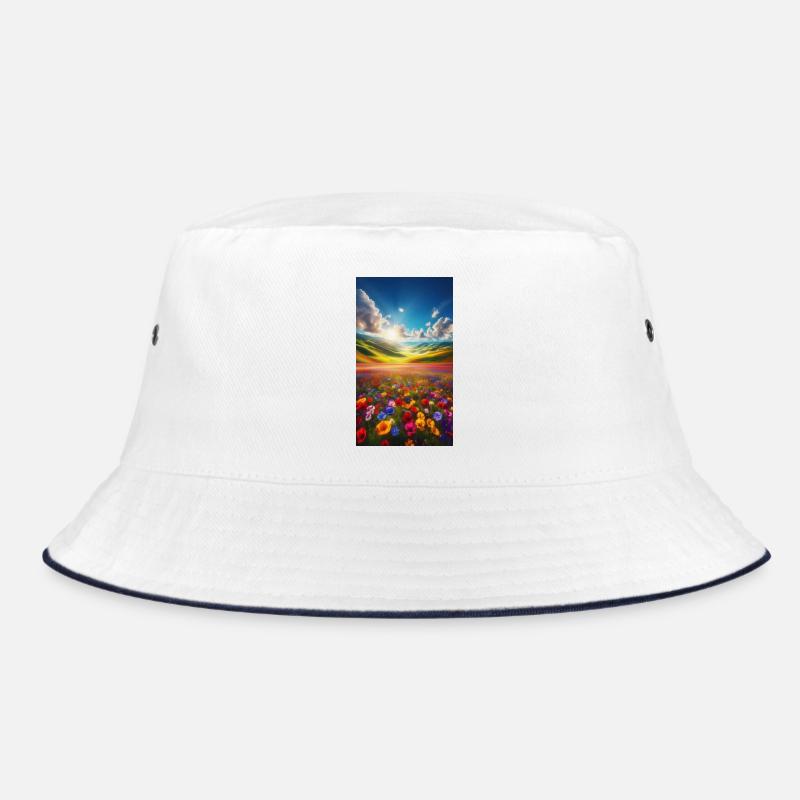 Rainbow meadow in sunlight Bucket Hat