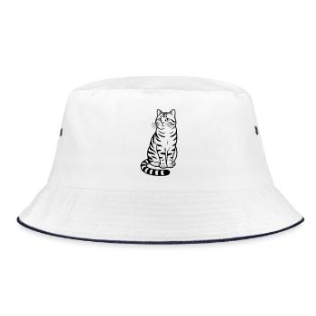 Bengal cat - Bucket Hat - white/navy - Front