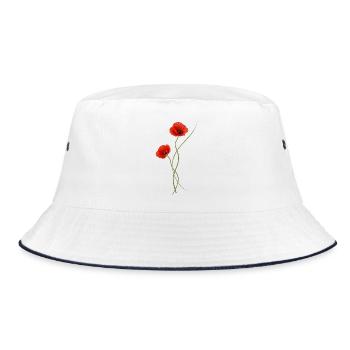 Red poppies elegant in ikebana style - Bucket Hat - white/navy - Front