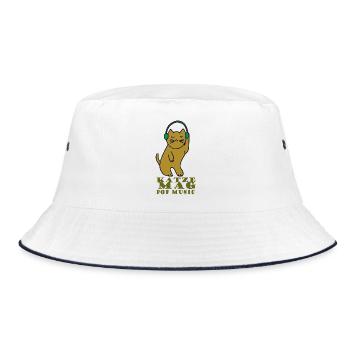 Katze mag pop music - Bucket Hat - Weiß/Navy - Vorne