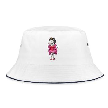 Regal Mare Diva in Pink Feathers - Bucket Hat - white/navy - Front