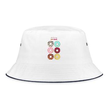 Six glazed donuts illustration with inscription - Bucket Hat - white/navy - Front