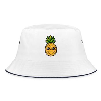 Ananas kawaii avec feuillage vert - Bob - blanc/marine - Devant