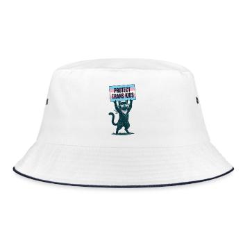 LGBTQ Pride Month - Protect Trans Kids - Bucket Hat - white/navy - Front