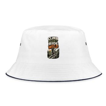 MTB Mountain Bike Trail Climb Quiet Ride Wild - Bucket Hat - white/navy - Front