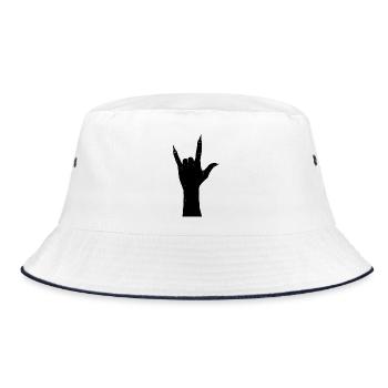 Rockhand Silhouette mit Hörnern - Bucket Hat - Weiß/Navy - Vorne