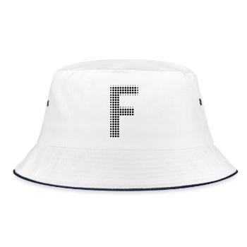Letter F – Dot Pattern Initial Design - Bucket Hat - white/navy - Front