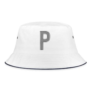 Letter P – Dotted Pattern Initial Design - Bucket Hat - white/navy - Front