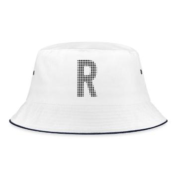 Letter R – Dot Pattern Initial Design - Bucket Hat - white/navy - Front