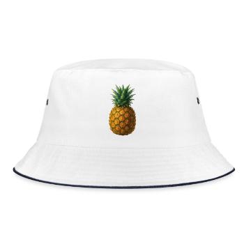 Aquarell-Ananas: Tropische Fruchtkunst - Bucket Hat - Weiß/Navy - Vorne