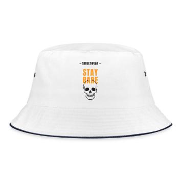 Stay Bare Skull Streetwear - Bucket Hat - white/navy - Front