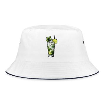Mojito Glas Illustration - Bucket Hat - Weiß/Navy - Vorne