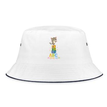 Kätzchen ABC-Abenteuer - Bucket Hat - Weiß/Navy - Vorne