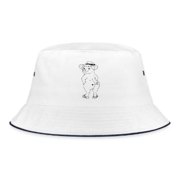 Pig from behind - Bucket Hat - white/navy - Front