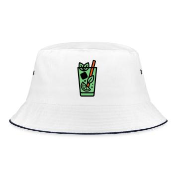 Mojito Cocktail Icon - Bucket Hat - Weiß/Navy - Vorne