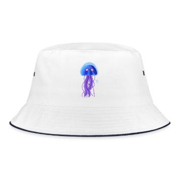 Smiling jellyfish in sea blue - Bucket Hat - white/navy - Front