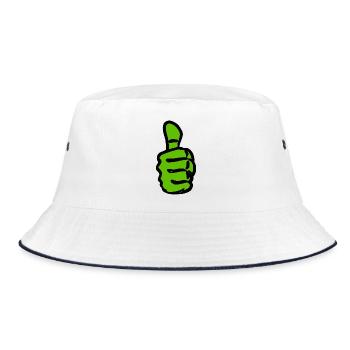 Green thumbs up contrast - Bucket Hat - white/navy - Front