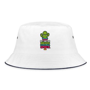 My Cactus Needs Personal Space – Pflanzen Humor - Bucket Hat - Weiß/Navy - Vorne