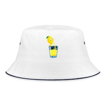 Zitronenheld Spritziges Glasbild - Bucket Hat - Weiß/Navy - Vorne