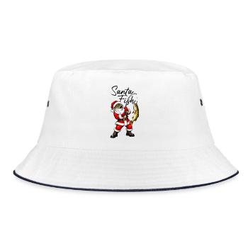 Santa Fish angeln Weihnachtsmann mit Fischkopf ang - Bucket Hat - Weiß/Navy - Vorne