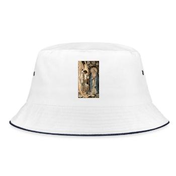 Engel und Jungfrau in Gold Blau - Bucket Hat - Weiß/Navy - Vorne