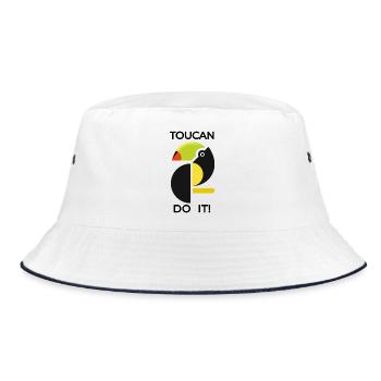 Abstrakter Tukan TOUCAN DO IT - Bucket Hat - Weiß/Navy - Vorne