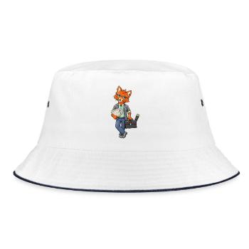 Cleverer Business Fuchs - Bucket Hat - Weiß/Navy - Vorne