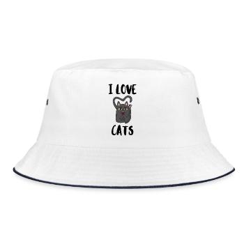 Ich liebe Katzen - Bucket Hat - Weiß/Navy - Vorne