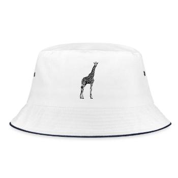 Giraffe Grafik - Bucket Hat - Weiß/Navy - Vorne