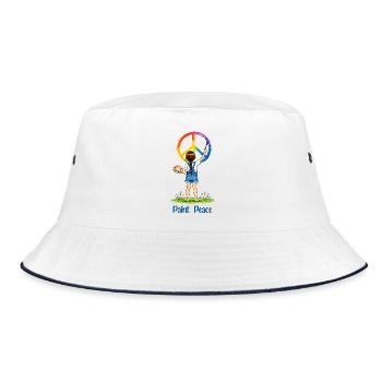 Mädchen malt Peace Zeichen – Paint Peace Aquarell - Bucket Hat - Weiß/Navy - Vorne