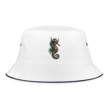 Wikinger-Seepferdchen - Bucket Hat - Weiß/Navy - Vorne
