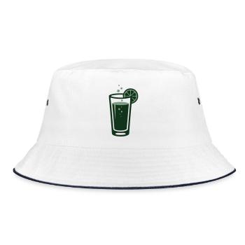 Ingwer Limonade Cocktail Glas Logo - Bucket Hat - Weiß/Navy - Vorne