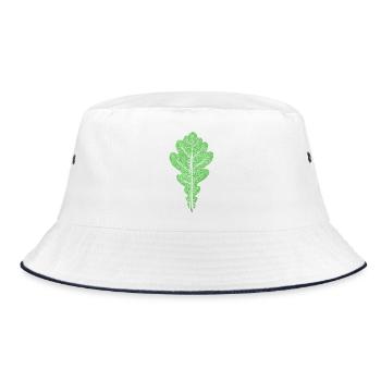 Eichenblatt / Blatt der Eiche - Botanisch - Bucket Hat - Weiß/Navy - Vorne