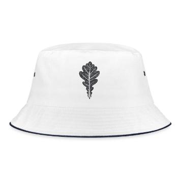 Eichenblatt / Botanischer Blätter - Abdruck - Bucket Hat - Weiß/Navy - Vorne