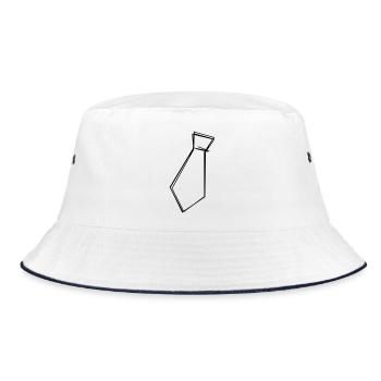 Krawatte handgezeichnet - Bucket Hat - Weiß/Navy - Vorne