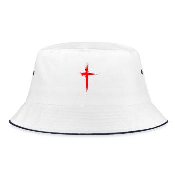 Kreuz Christentum Religion Jesus Christus Rot - Bucket Hat - white/navy - Front