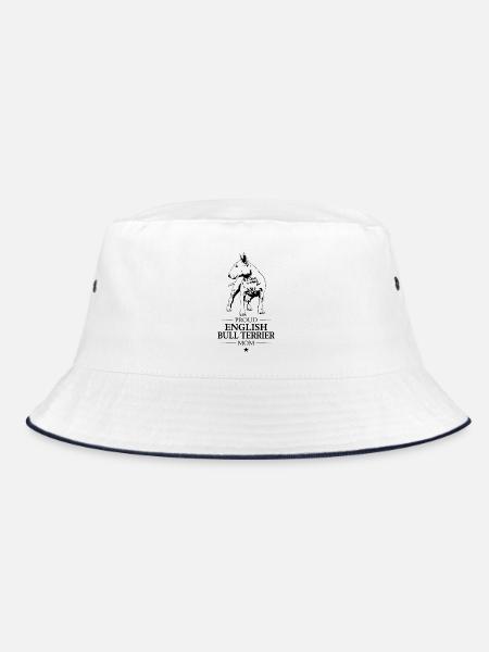 English Bull Terrier Mom Bullterrier Hund Wilsigns - Bucket Hat - Weiß/Navy - Vorne