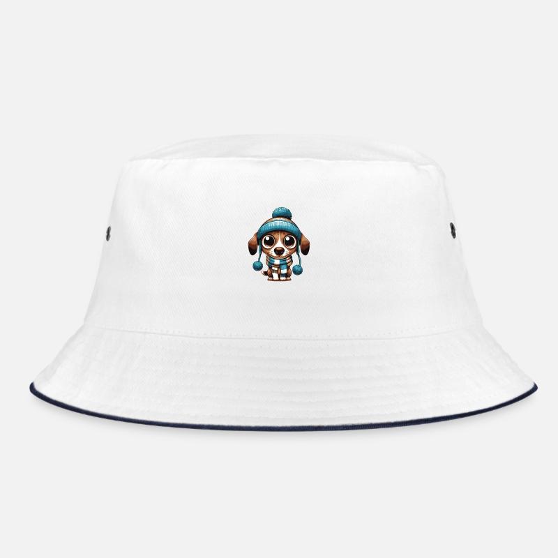 Weihnachtshund - Bucket Hat - Weiß/Navy