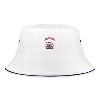 Just married Wedding Car Red - Bucket Hat - white/navy - Front