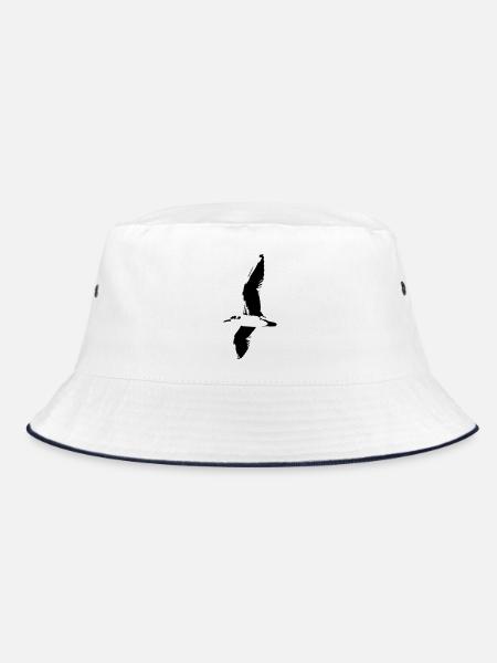 Möwe, Silhouette -T-Shirt - Bucket Hat - Weiß/Navy