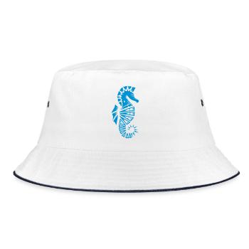 a stylized seahorse - Bucket Hat - white/navy - Front