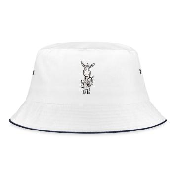 Happy Esel Geschwister I Baby Bruder Schwester - Bucket Hat - Weiß/Navy - Vorne