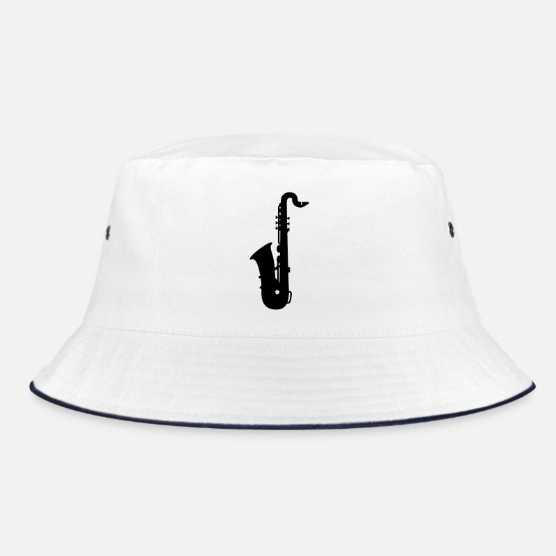 Saxophon - Bucket Hat - Weiß/Navy