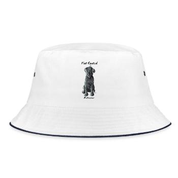 Witziger Flat Coated Retriever - Hund - Bucket Hat - Weiß/Navy - Vorne