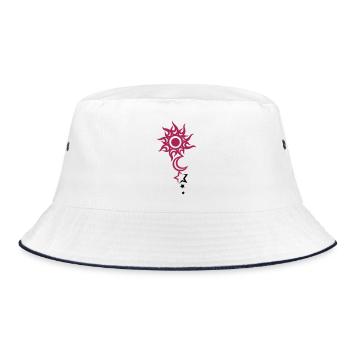 Sonne, Mond und Sterne Tattoo - Bucket Hat - Weiß/Navy - Vorne