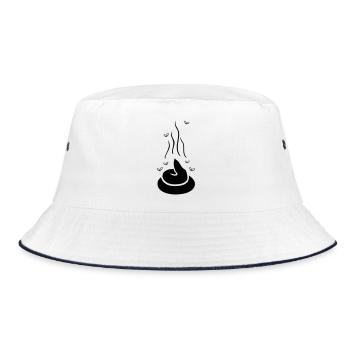 Dampfender Scheißhaufen mit Fliegen - einfärbbar - Bucket Hat - Weiß/Navy - Vorne